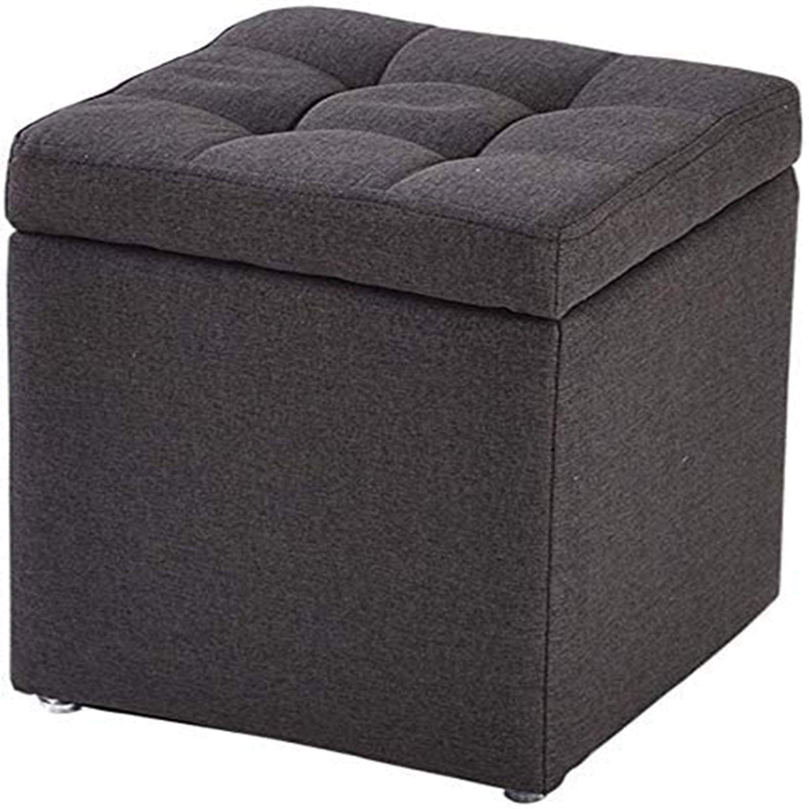 Coffre à jouets pouf cube avec assise rembourrée et repose-pieds