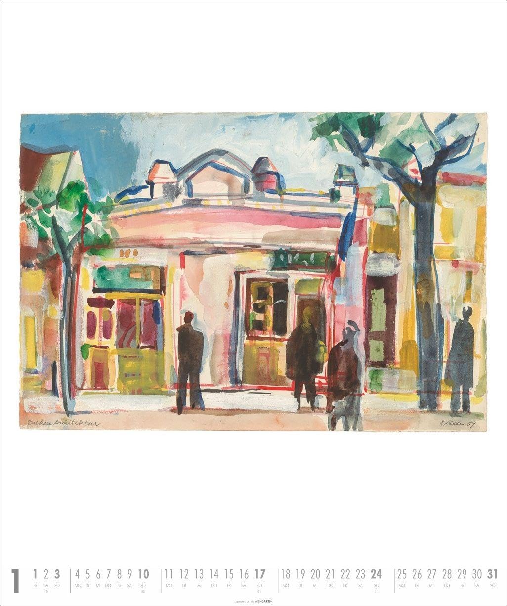 Oskar Koller - In den Straßen Kalender 2027 - In den Straßen: Wunderschöne Aquarelle in einem Kunstkalender im Großformat. Jahres-Wandkalender 2027 für Kunstliebhaber. 46 x 55 cm Hochformat