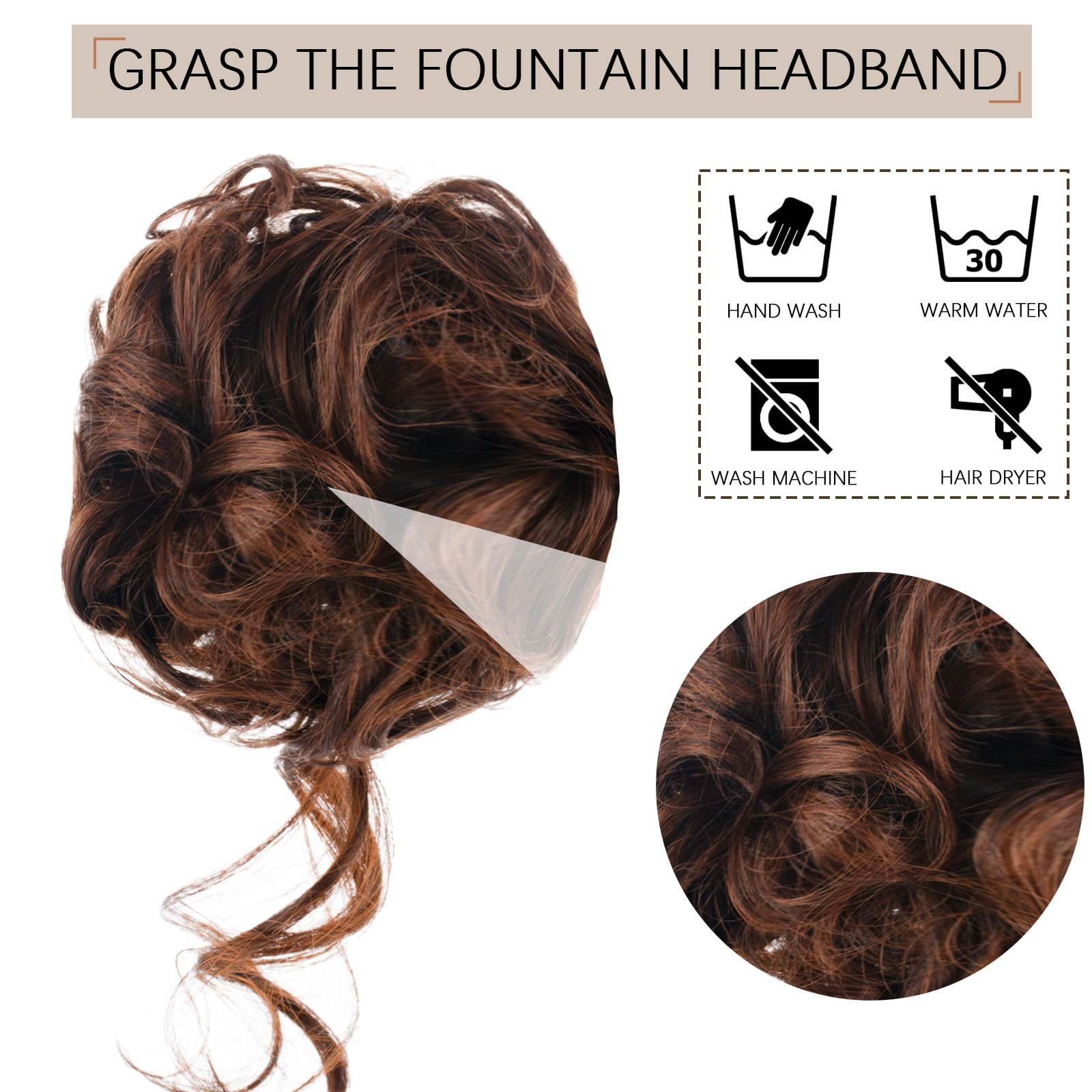 GWAWG Hair Accessories Bun Claw Clip Messy Bun Ponytail Extension Claw Clip Hair Extension Clips Hair Scrunchies for Women (Light brown) - Image 4