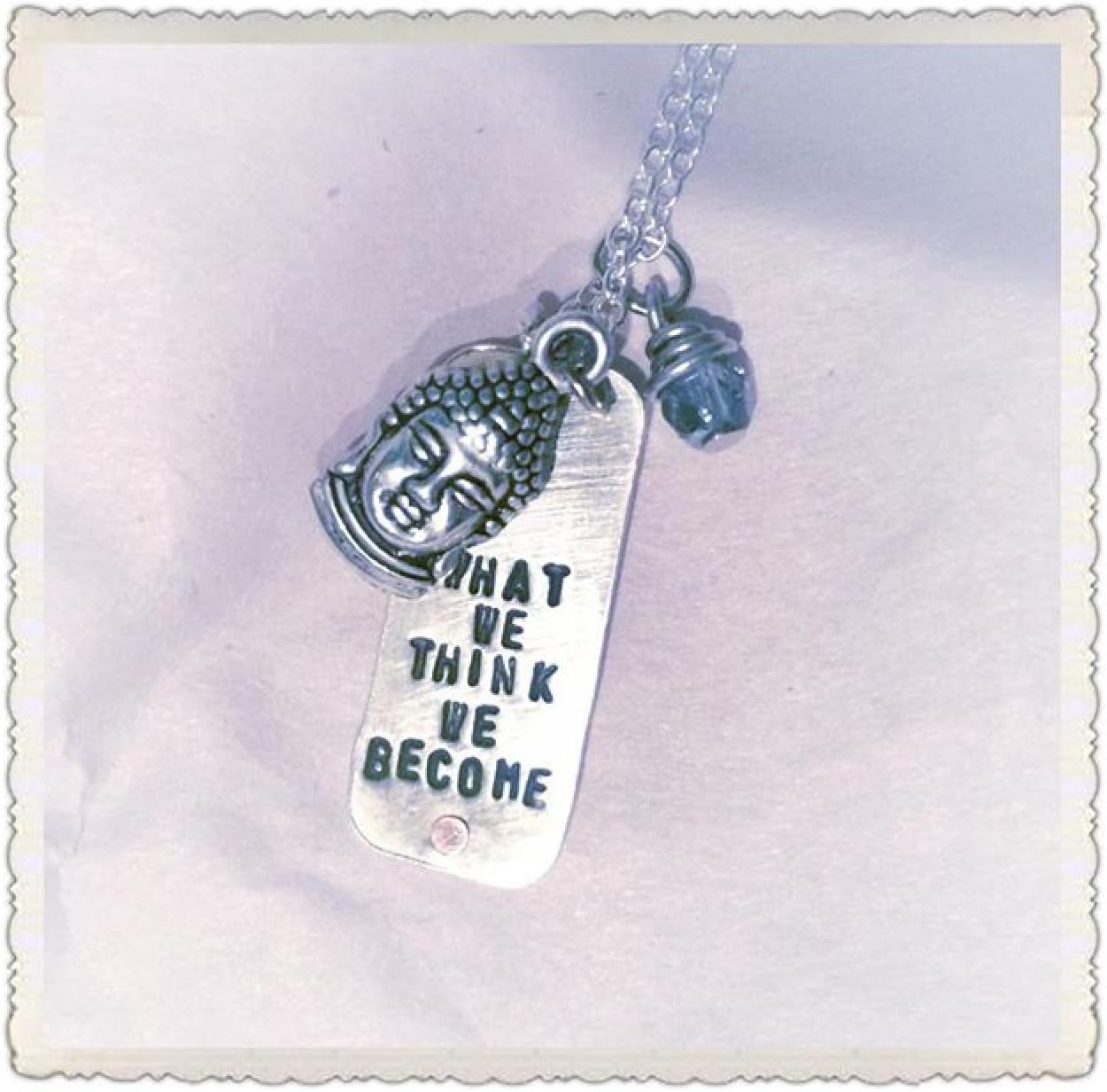 Buddha Quote Handstamped Sterling Silver Charm Necklace