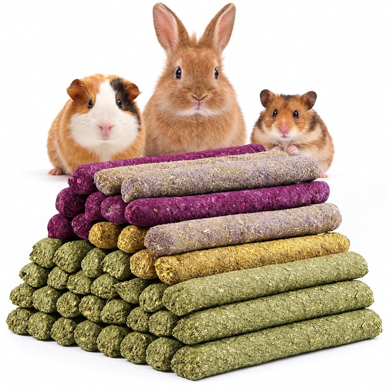 Petisco Mastigável para Coelhos com Feno de Timothy e Flores Variadas Hiwzitar, Pacote com 40 Unidades