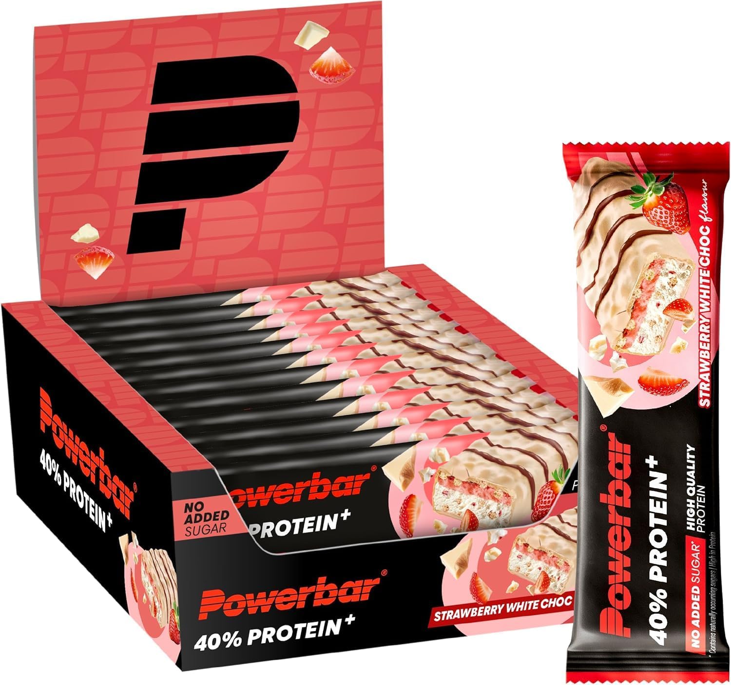 40% Protein Plus Crisp Strawberry White Choc 12x40g - Barre hyperprotéinée et peu sucrée