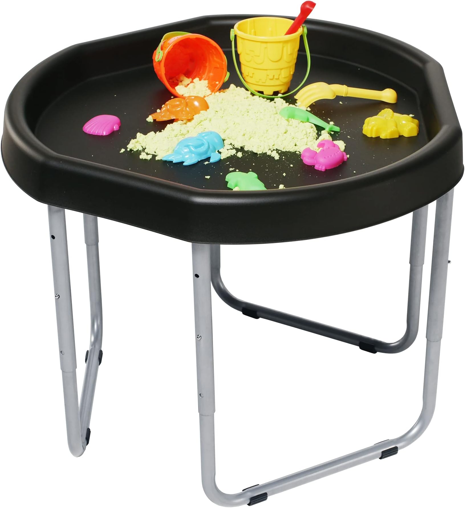 KUB Original Hexacle Tuff Tray & Stand (Black) - Sensory Play Tray Stand for Kid’s Messy Play – Water and Sand – Garden Bubble Fun – 2 Way Play With or Without Stand
