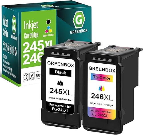 GREENBOX PG-245XL / CL-246XL - Paquete combinado de cartuchos de tinta de repuesto para cartuchos de tinta Canon PG-243 CL-244 para Pixma MX492