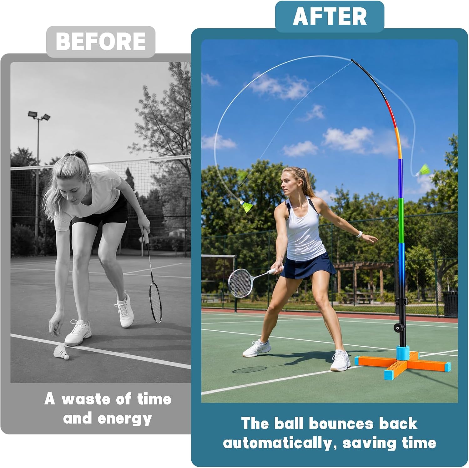 Badminton Ball Swing Trainer Adjustable Height with Heavy Base image 2