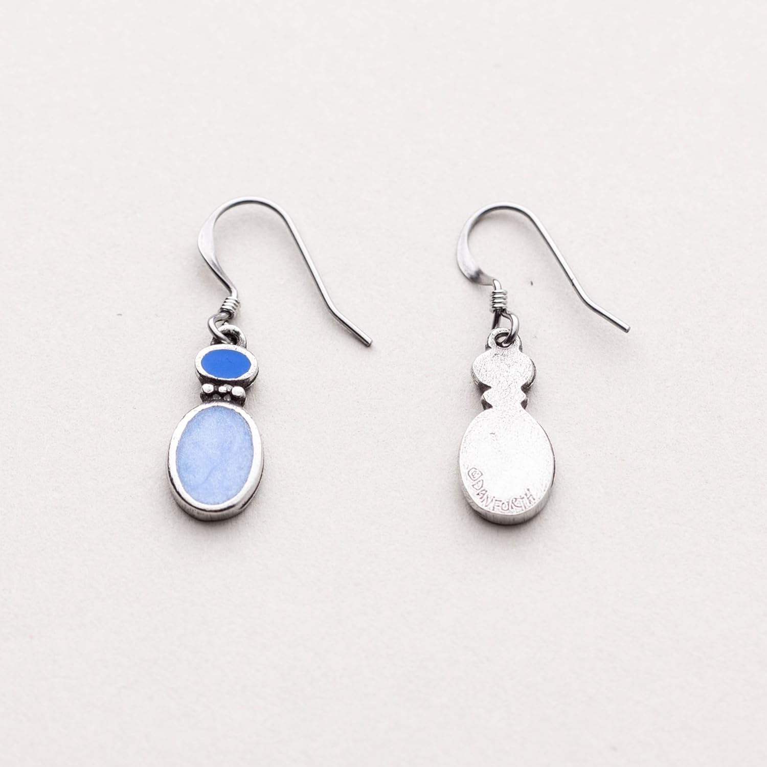 DANFORTH – Blue Fusion/Winter Earrings – Handcrafted Pewter Fashion Earrings For Women – ¾” – Surgical Steel Wires – Made In USA