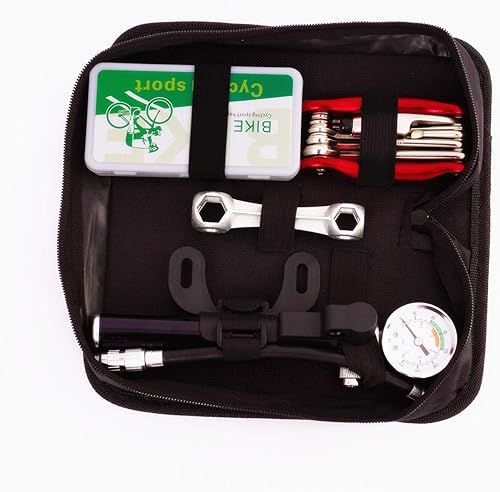 Miniatura 8 de YBEKI Kit de herramientas de reparación de neumáticos de bicicleta - Kit de herramientas de bicicleta con mini bomba de 210 psi, multiherramienta 10