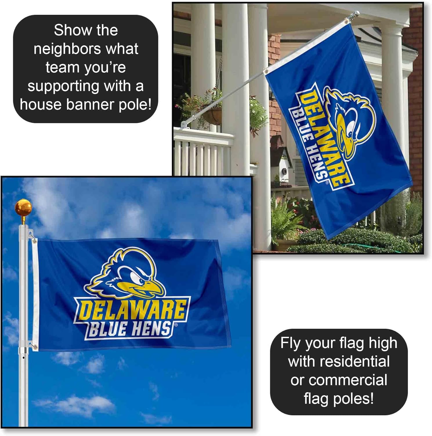 College Flags & Banners Co. Delaware Blue Hens Flag - Image 3