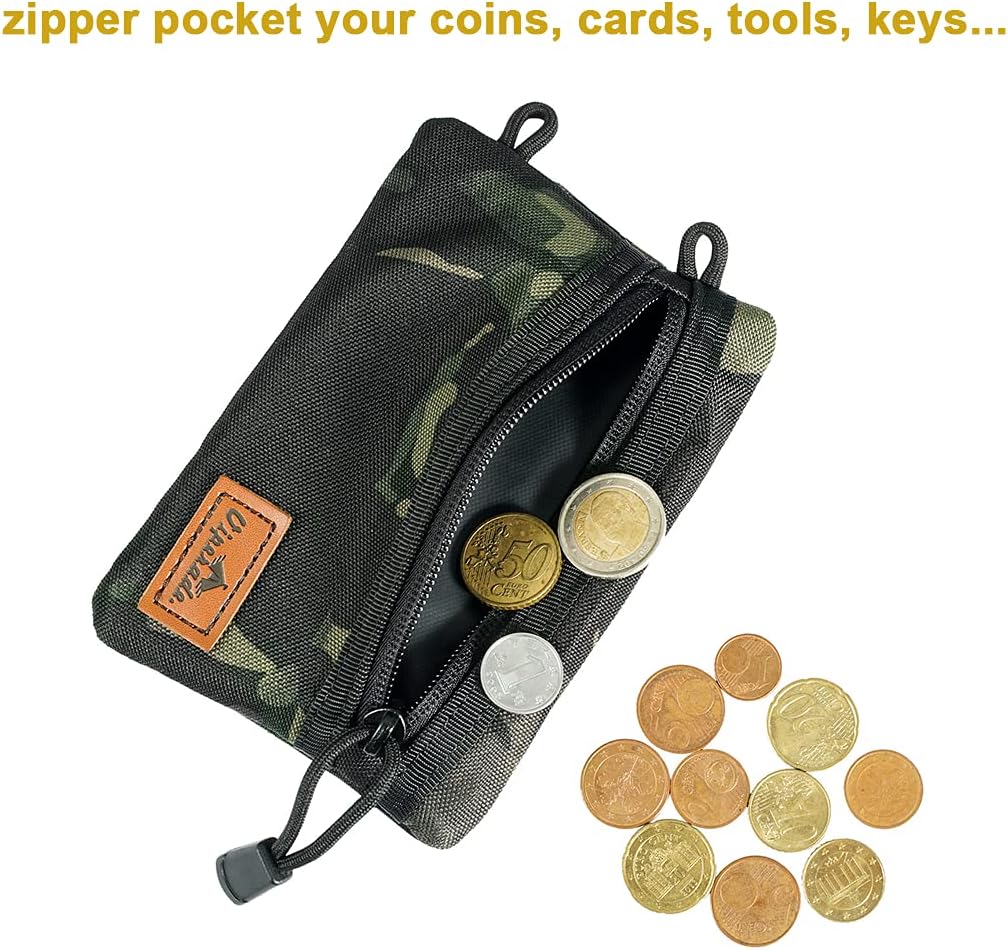 VIPERADE VE3 Tool Pouch Pocket Organizer, Nylon Tool Belt Loop Pouch with 4 Pockets Tool Storage EDC Pouch for Flashlight/Pocket Knife, Tactical Pen, Notebook (Black Camo) - - 