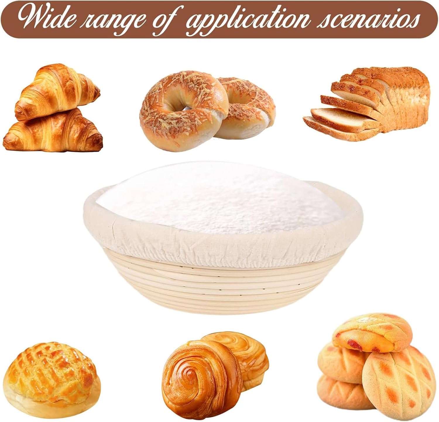 3 Pcs 10 Inch Round Bread Proofing Basket Cloth Liners