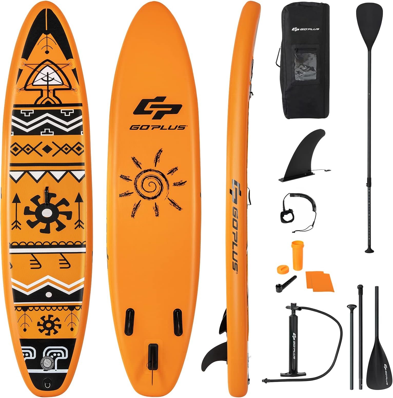 COSTWAY 10.5FT/10.6FT/11FT Inflatable Stand Up Paddle Board, 6" Thick SUP with Accessories, Adjustable Aluminium Paddle, Hand Pump, Removable Fin, Leash and Backpack Bag for All Skill Levels