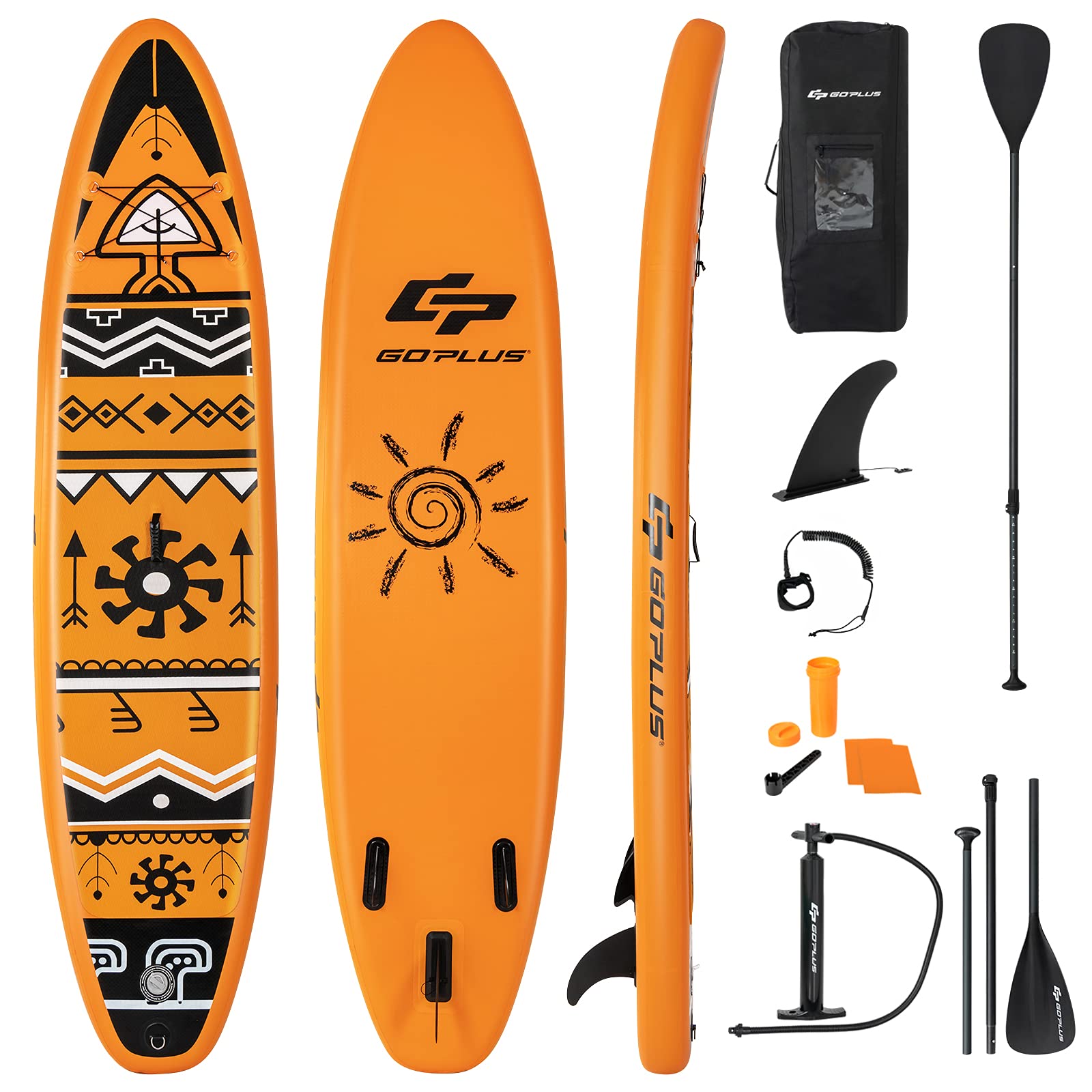 COSTWAY 10.5FT/10.6FT/11FT Inflatable Stand Up Paddle Board, 6" Thick SUP with Accessories, Adjustable Aluminium Paddle, Hand Pump, Removable Fin, Leash and Backpack Bag for All Skill Levels