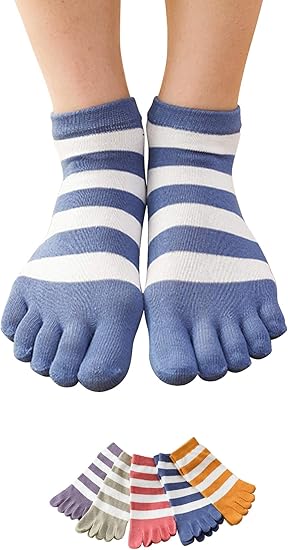 Amazon 5本指ソックス レディース 靴下 セット 女性用 五本指ソックス 可愛い おしゃれ 5本指 レディースソックス 綿 通気 カラフル ボーダー柄５セット 靴下 通販