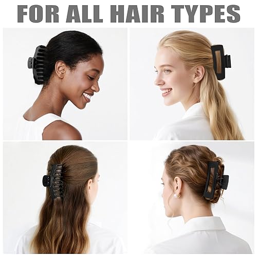 Miniatura 5 de TOCESS Paquete de 8 pinzas grandes negras para el cabello para mujer, pinzas grandes para cabello fino y rizado, agarre fuerte de los años 90, 4.33