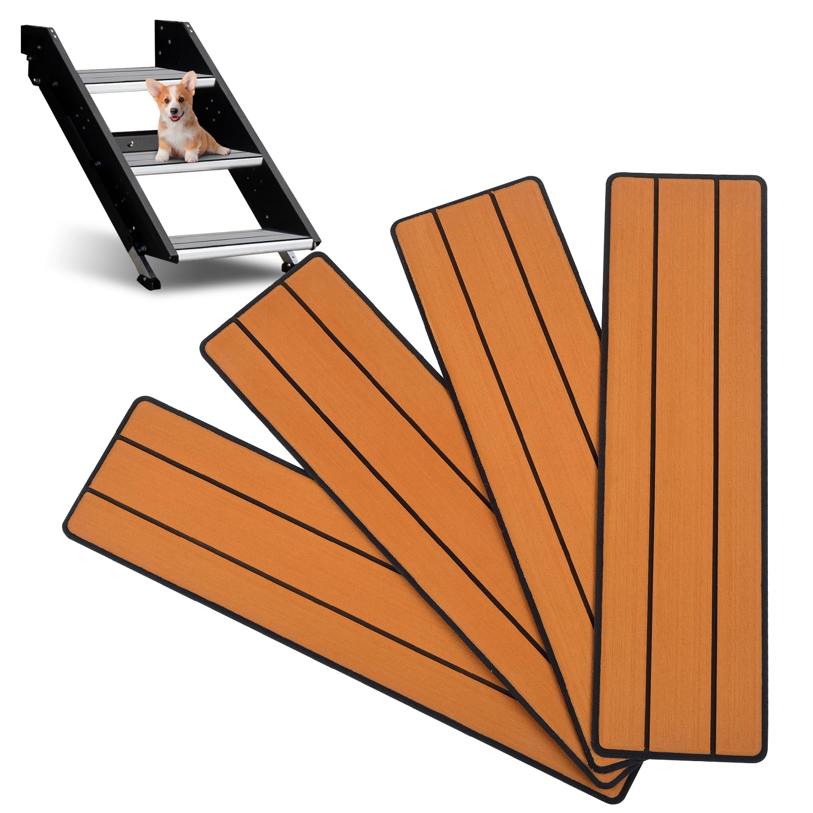 OCEANBROAD EVA Foam RV Step Cover 24''L x 6.5''W 4 Pack, Brown