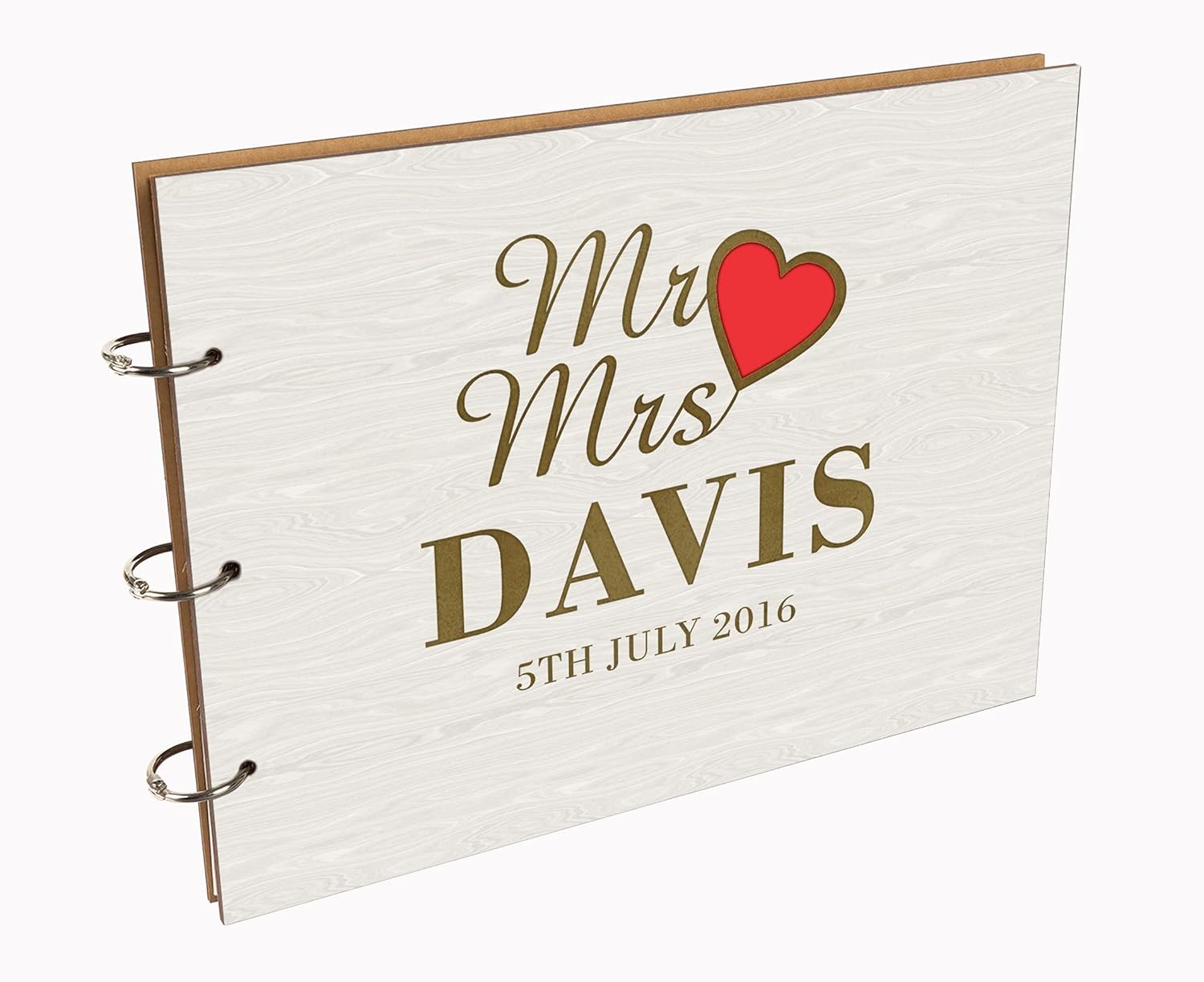 Darling Souvenir Personalized Engraved Laser Cut Wedding Guest Book Wooden Cover Sign-in Book Registry Guestbook Scrapbook-Y8