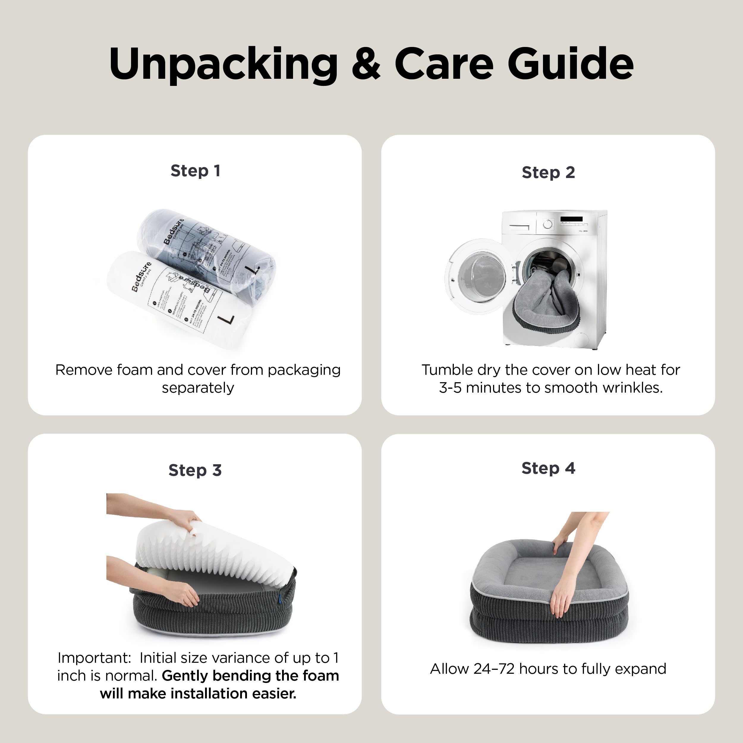 Bedsure Cama ortopédica para Perros Grandes, 97x71x18cm, Gris | 360° sofá-cama ovalado con borde elevado para perros mayores, funda impermeable y lavable, de felpa ultra suave