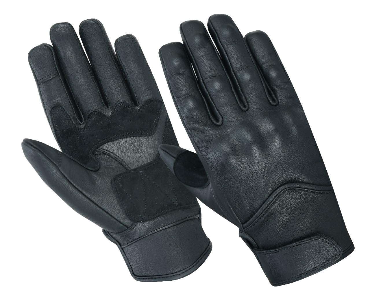 Men's Touch Screen Leather Motorcycle Biker Gloves
