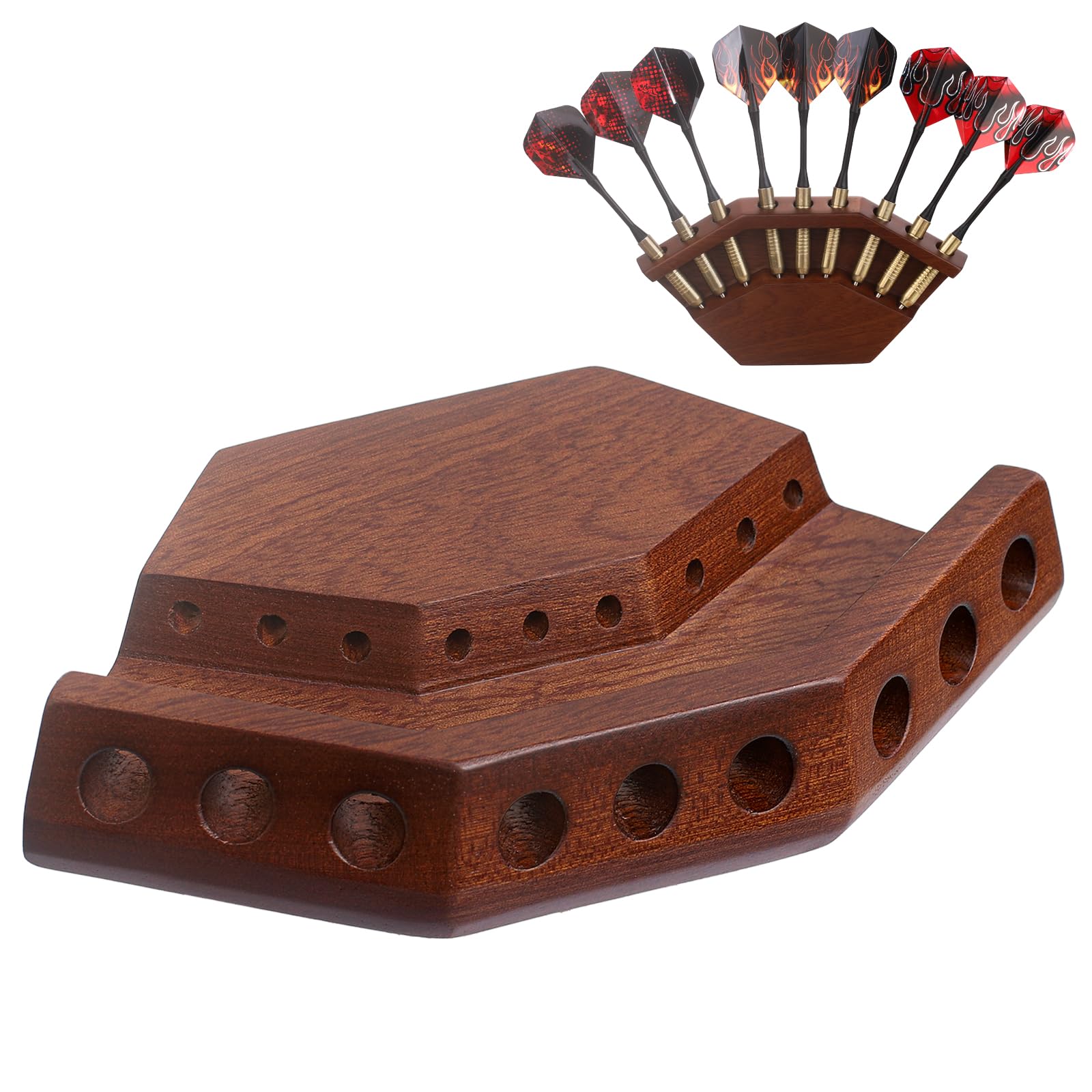 Enjoyard 2 in 1 Dart Holder and Wall Dart Holder Made of Wood, High-Quality Dart Arrow Holder | Presentation Display Dart Rack | Dart Holder Premium Dart Accessory (Walnut Wood Color, 1PCS)