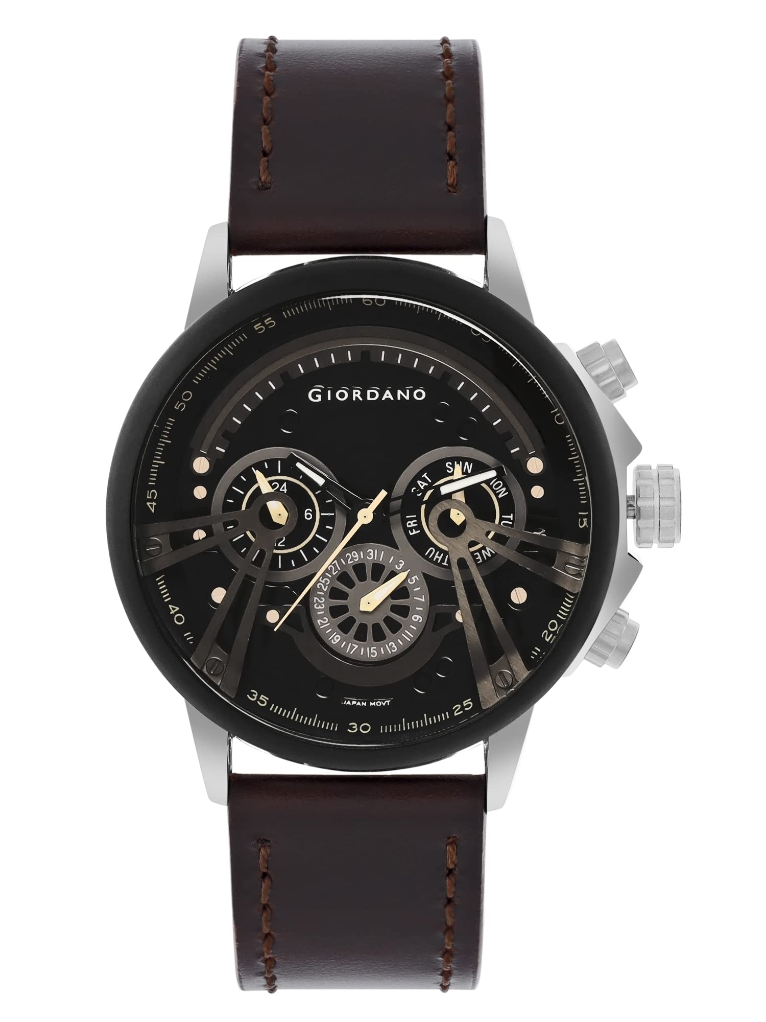 Giordano Wrist Watch for Men Stylish Leather Strap | Multifunctional Mechanism Analog Watch - GD-50011-03 (B0BQMCN47P) Amazon Price History, Amazon Price Tracker