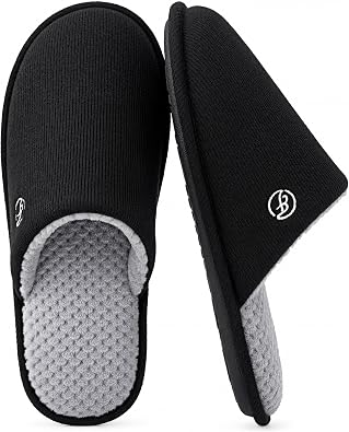 56% off: EverFoams Men's Cotton Knit Slippers Lightweight Memory Foam Indoor Breathable House Shoes with Anti-Skid Sole