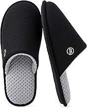 EverFoams Men's Cotton Knit Slippers Lightweight Memory Foam Indoor House Shoes with Anti-Skid Sole