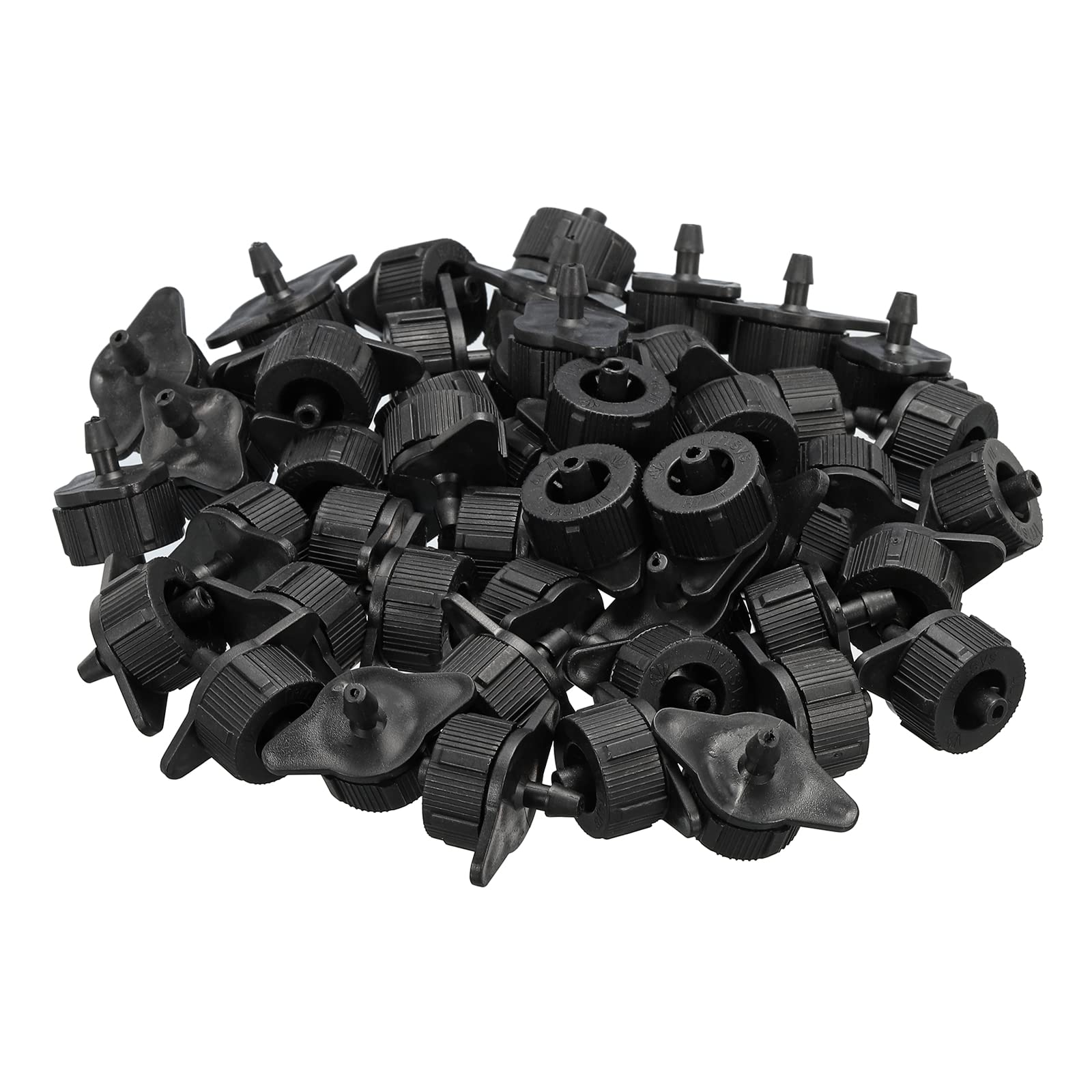 sourcing map 50 Pack Pressure Compensating Dripper - Garden Irrigation, Maintain Constant Flow & Drip Emitter, Apply to Outdoor Garden Lawn Tree (1 Gallon Per Hour, Black)