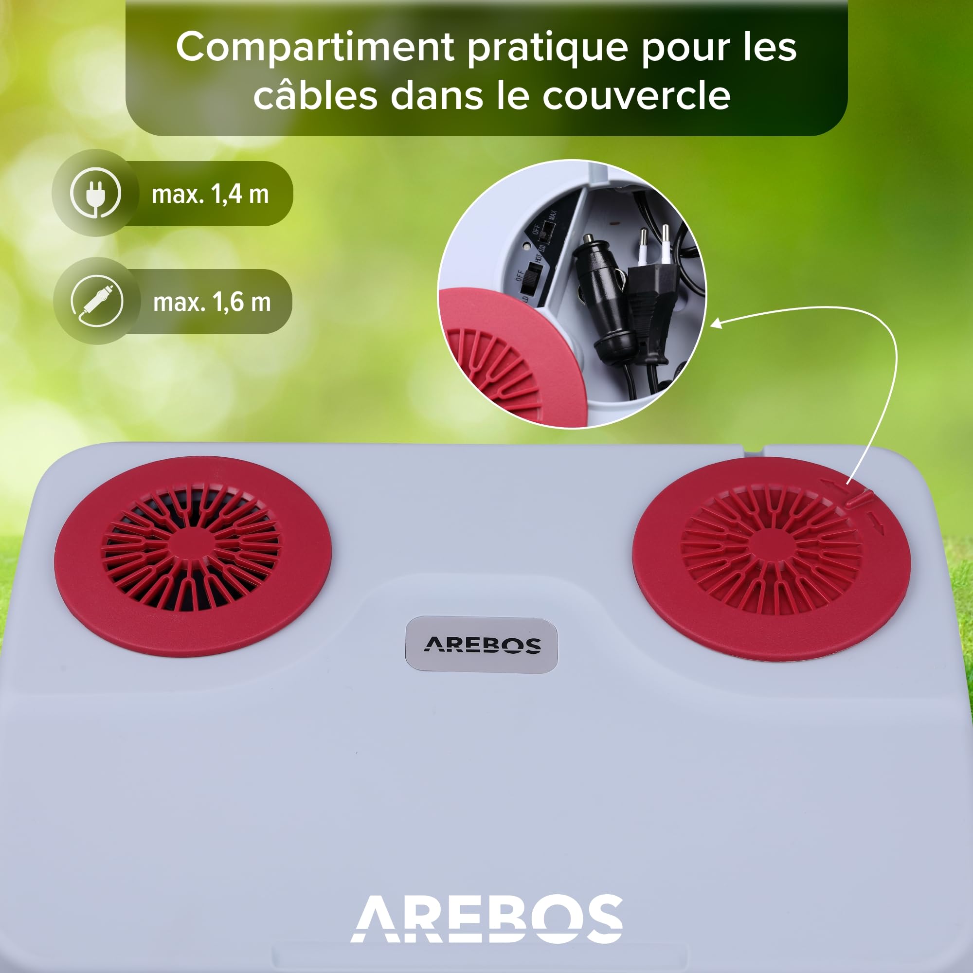 AREBOS Glacières | Boîte réfrigérante | 25 L | Boîte chauffante thermoélectrique | sur Secteur | Mode éco | 12/230 V pour Voiture et Prise de Courant