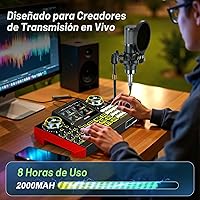 Vista 9 de Paquete de micrófono para podcast con mezclador de audio de tarjeta de sonido en vivo, equipo de podcast, placa de sonido con micrófono