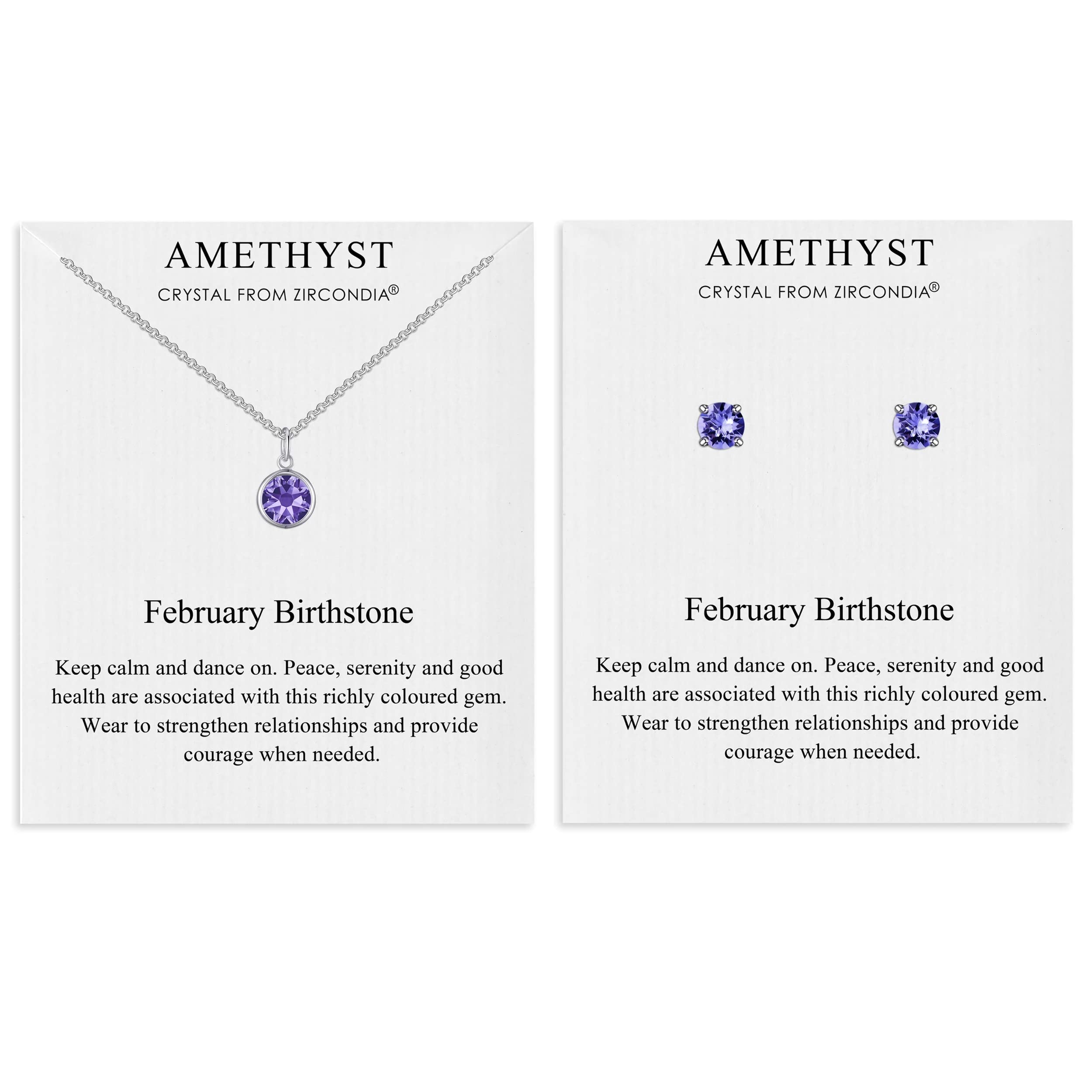 February (Amethyst) Birthstone Necklace & Earrings Set Created with Zircondia® Crystals