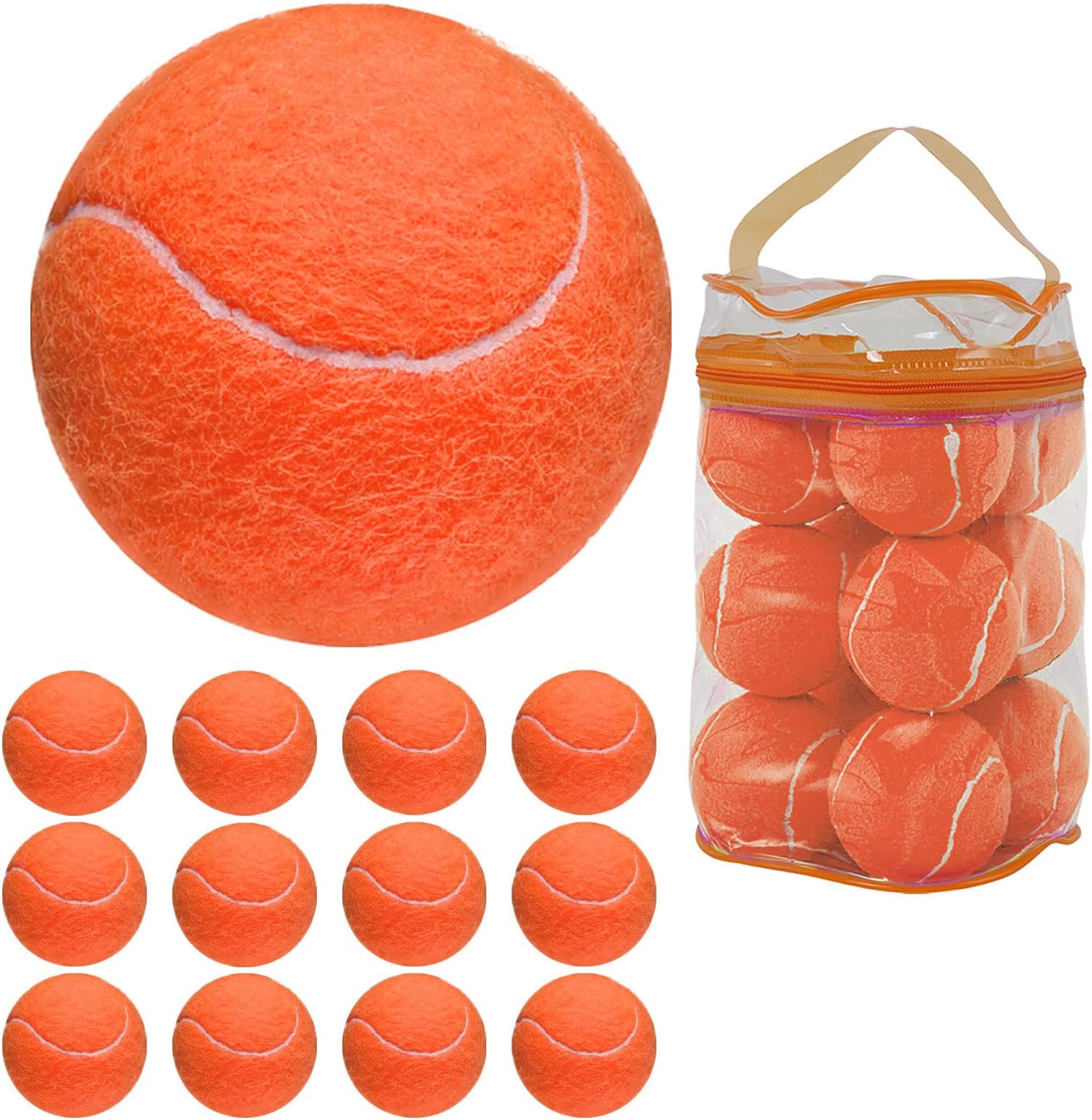 GKKTennis Balls 12 Pack Durable Pressurized Tennis Balls Yellow Felt Training Tennis Balls High Bounce Practice Tennis Balls for Beginners Dogs