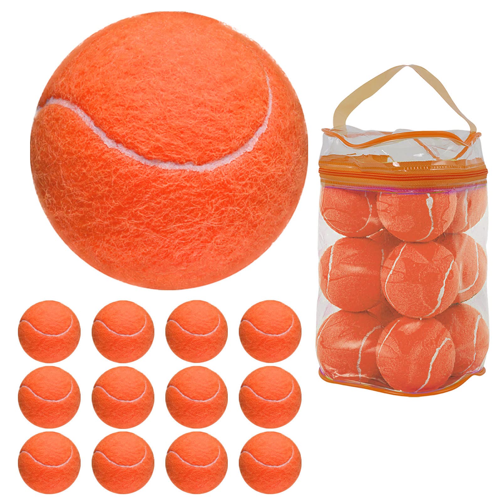 GKK Durable Pressurized Tennis Balls - 12 Pack Yellow Felt Training Balls for Beginners and Dogs