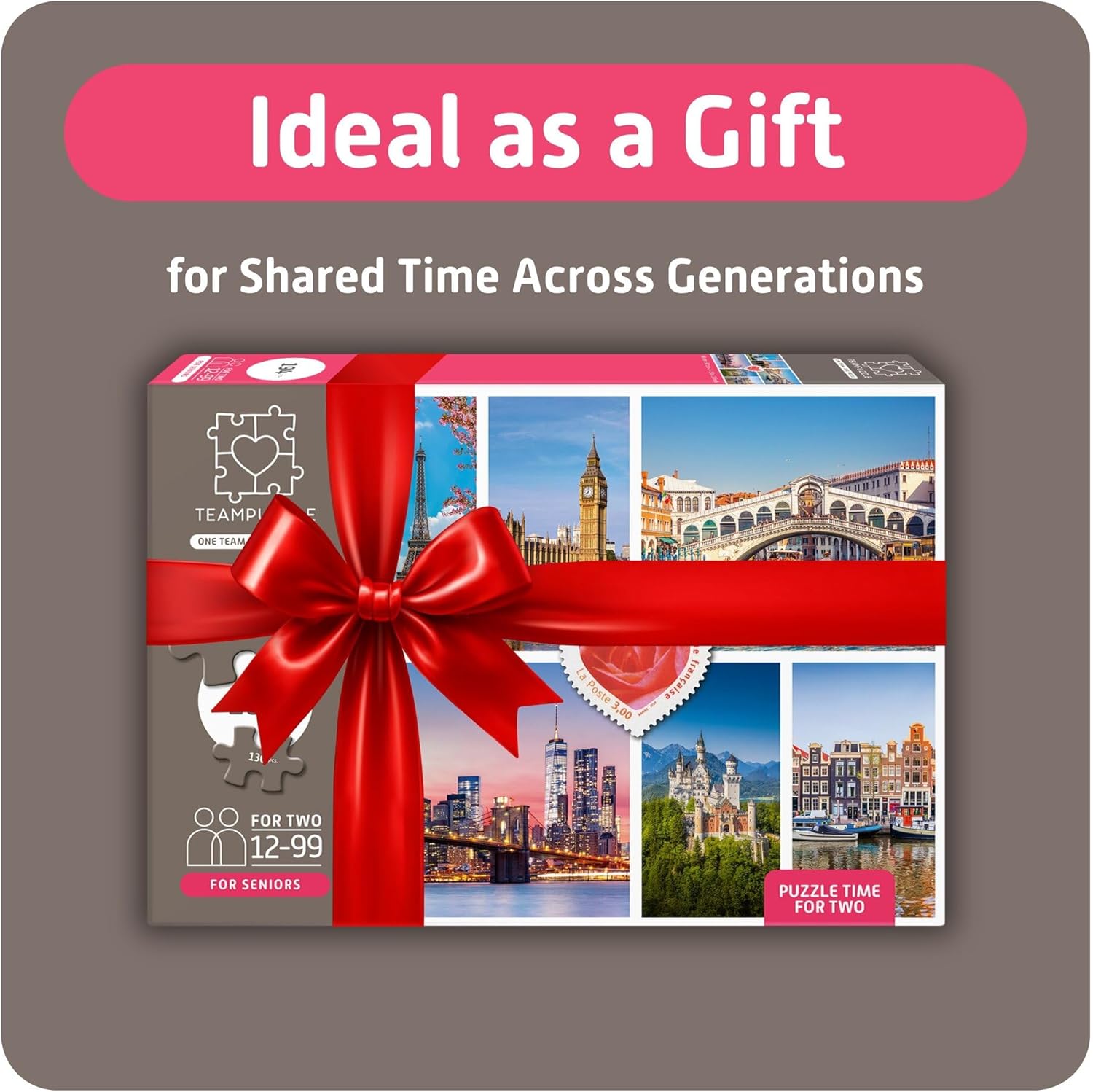 TEAMPUZZLE: Cities - 194pc Puzzle, 2 Difficulty Level Sections, Around The World Photos, Travel Destination Scenes, 19 x 13 Jigsaw, Seniors & Family
