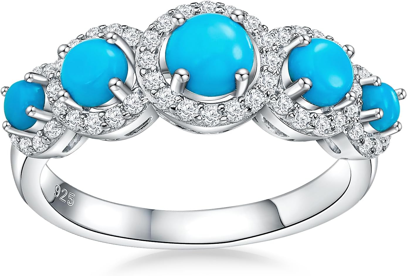 AIBAO Genuine Turquoise/Opal Engagement Rings for Women Hypoallergenic Sterling Silver Gemstone Statement Cocktial Rings Western Boho Jewelry Size 5 to 10