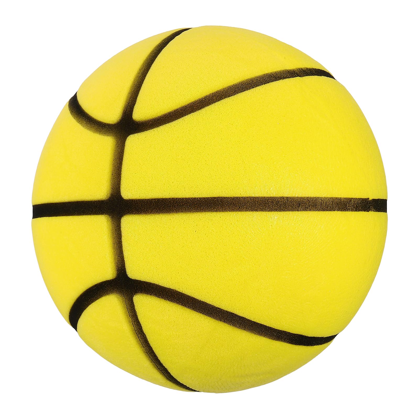 YELARXI Silent Basketball, Size 7 (9.4") Quiet Basketball High Density Foam No Noise 3D Sculpted Groove Bouncing Ball with Net Bag & Lemon Yellow - Fit for (Indoor Training/Practice)