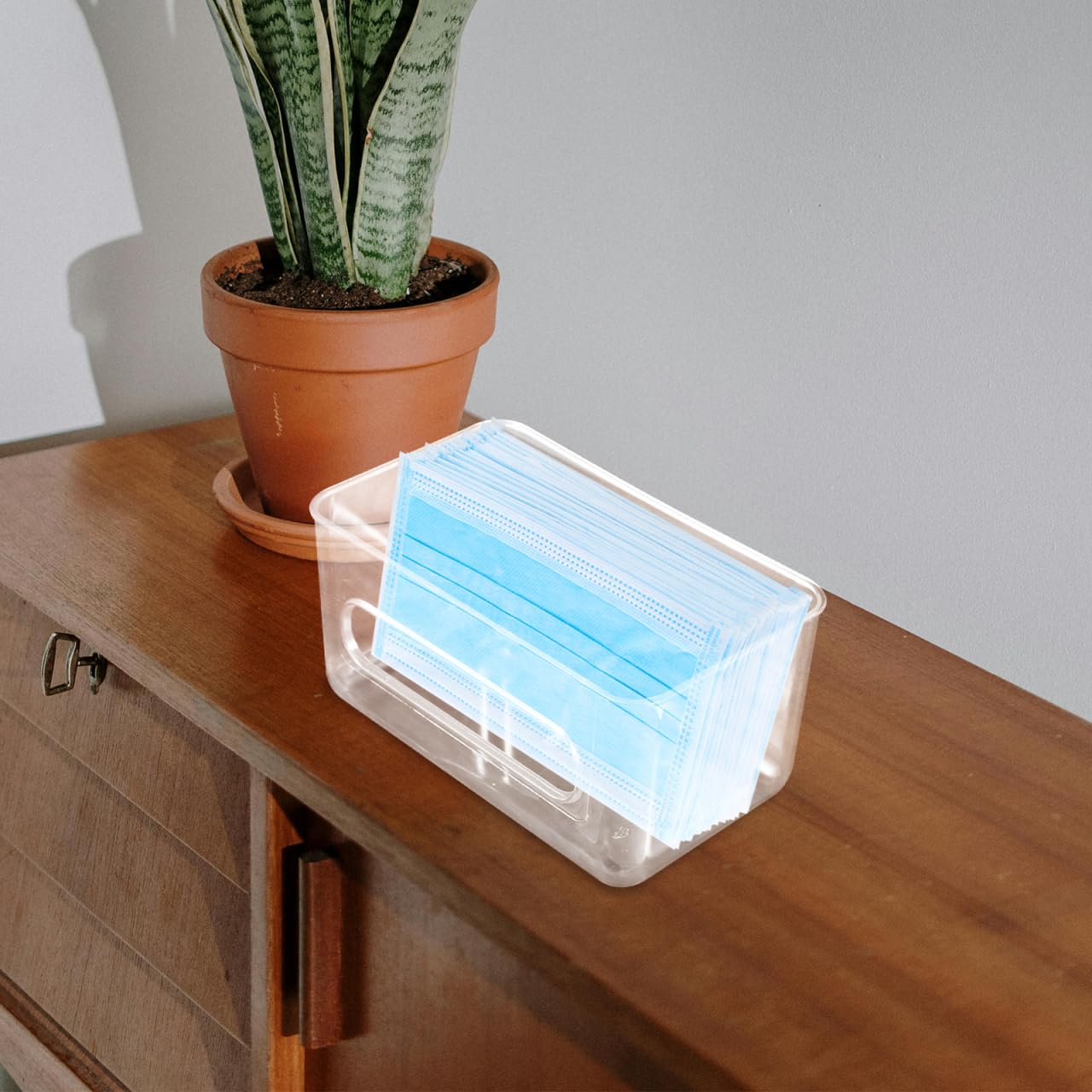 Wall Mounted Glove Dispenser Box 7.36X4.33X3.54 Inch Transparent Mask Holder and Disposable Gloves Organizer for Lab and Office Storage