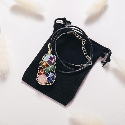 Miniatura 8 de Colgante de red de cristal natural, piedra de cristal curativo, piedras preciosas en forma de huevo, piedras pulidas, colgante de alambre completo,