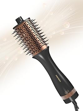 PRITECH One-Step Volumizer Hair Dryer Brush, 4-in-1 Ionic Hot Air Styler, 1200W Fast Drying, Ceramic Anti-Frizz Blowout Brush for Women, All Hair Types Daily StylingBlack Gold