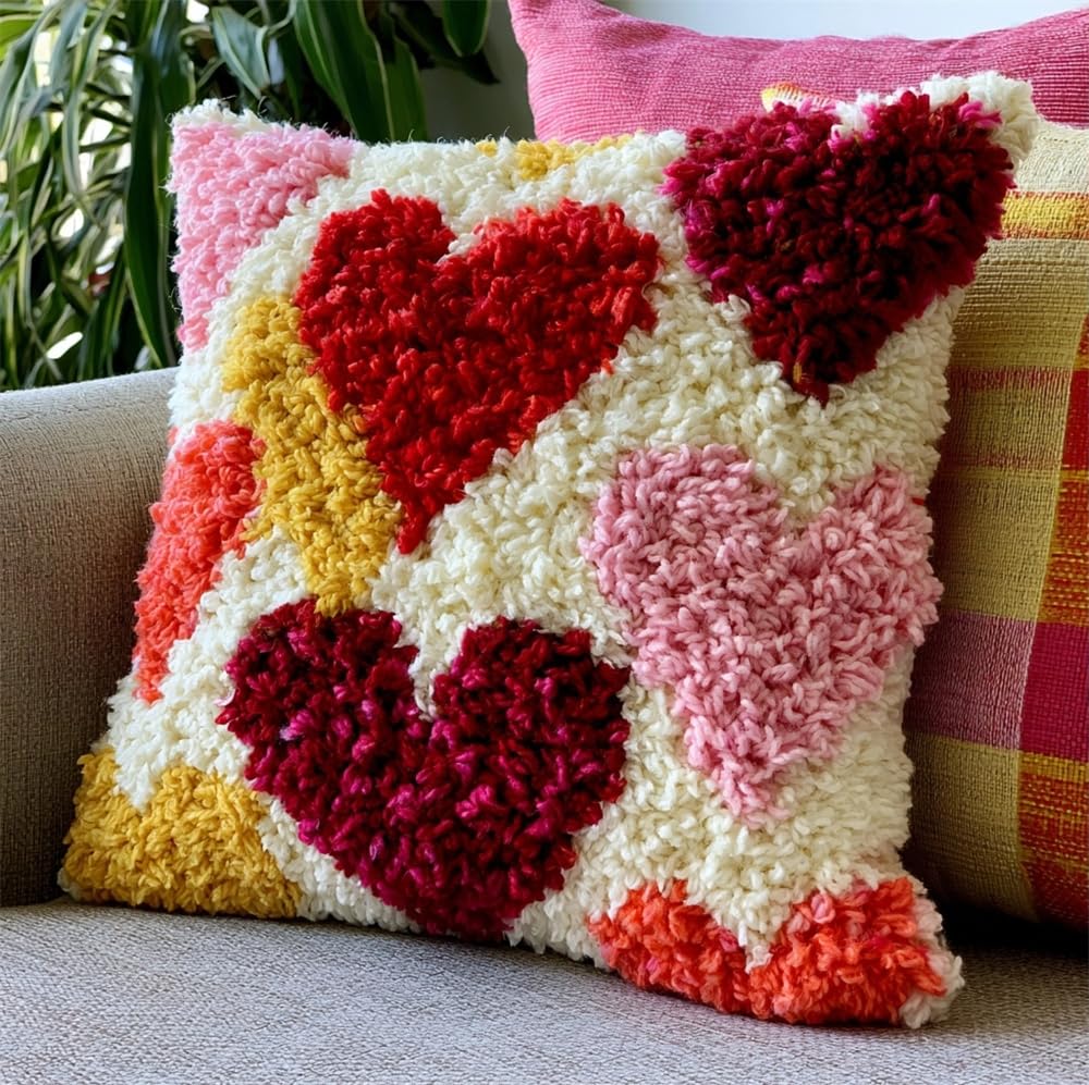 kitphoenix DIY Latch Hook Kit Hearts Pattern