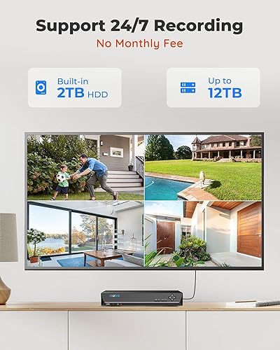 Miniatura 4 de REOLINK Sistema inteligente de cámara de seguridad para el hogar de 5MP 8CH, 4 cámaras IP PoE con cable para exteriores con detección de