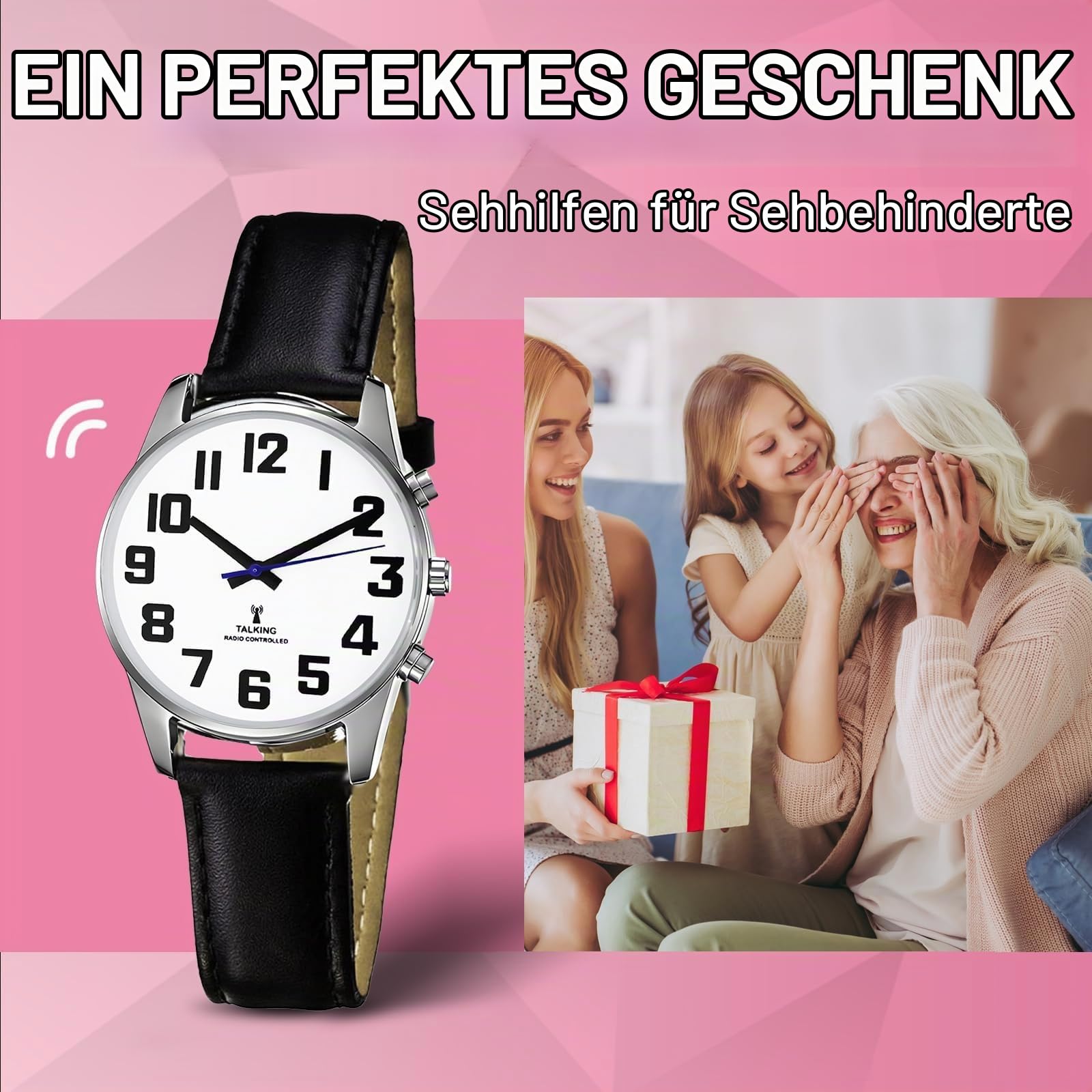 Sprechende Uhr für Damen für Blinde Senioren mit Sehbehinderung, Laute und klare Stimme,Spricht Deutsch
