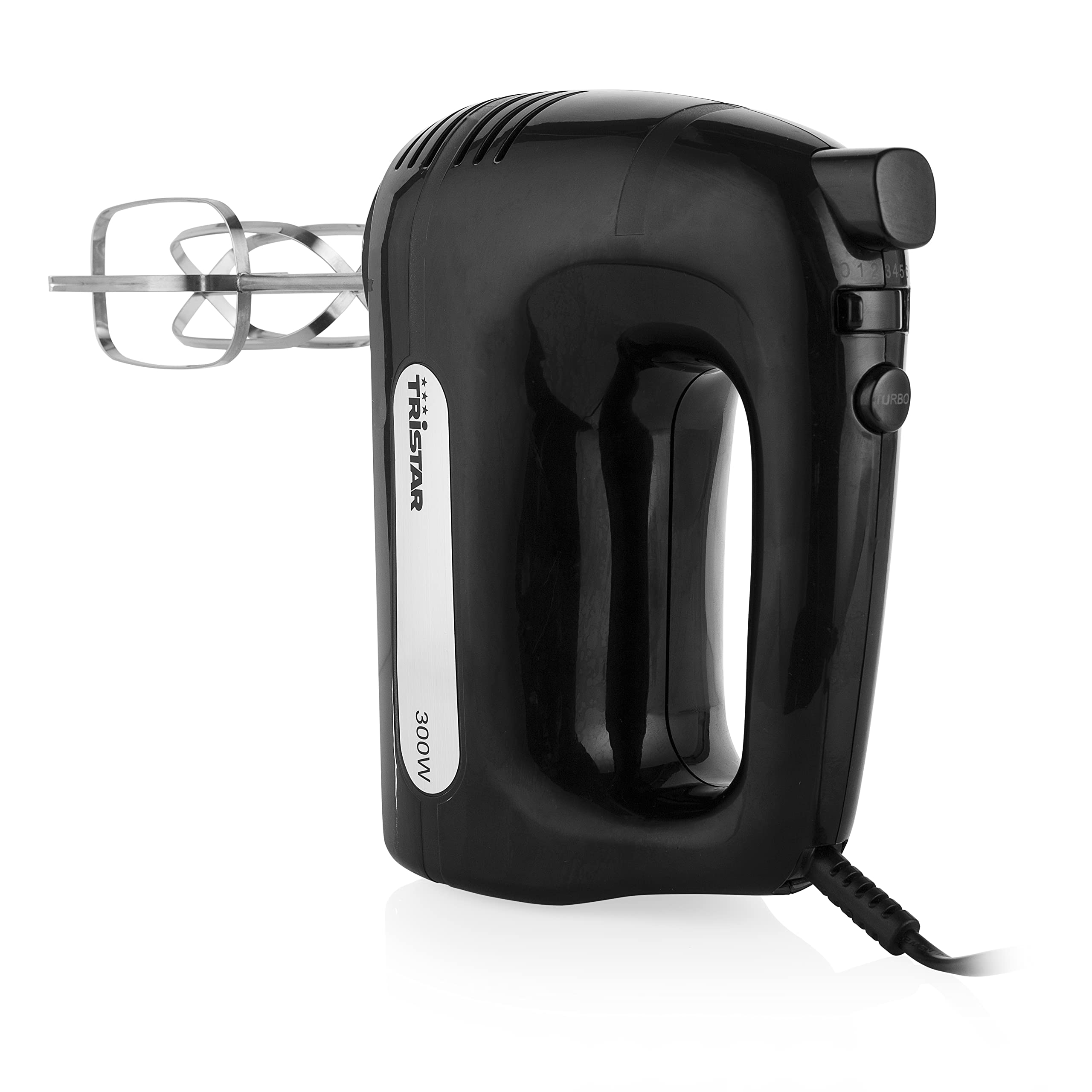 Tristar Sbattitore Impastore Elettrico (2 in 1) MX-4201, 300 watt, 6 velocità, Funzione turbo mixer, 2 fruste e 2 ganci in acciao inox, Multiuso per dolce e salato, Nero