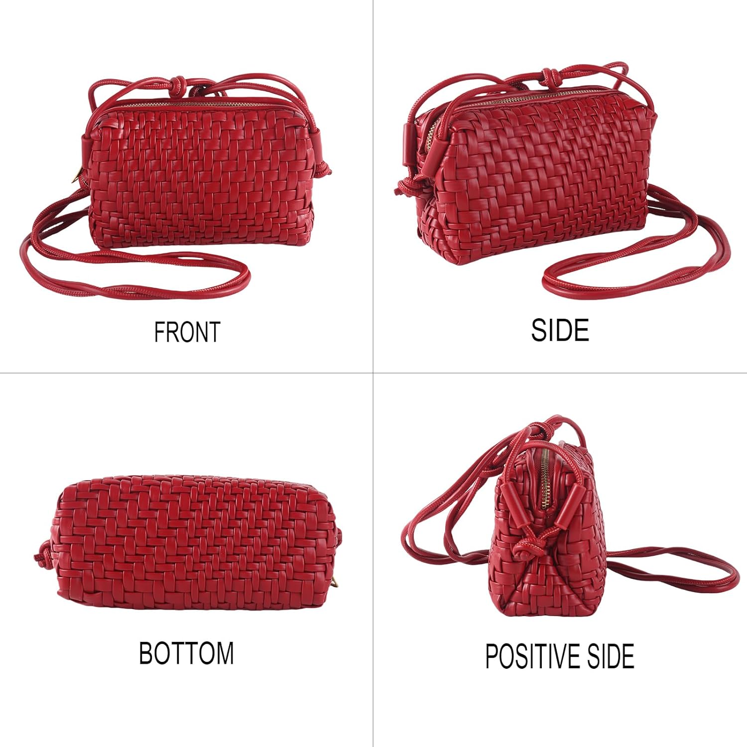 Crossbody Bag for Women Trendy Woven Purse Vegan Leather Small Shoulder Handbags with Strap - Image 4