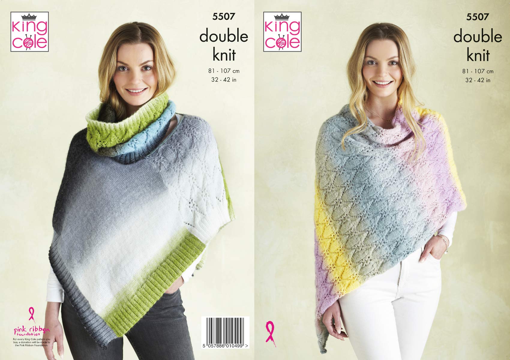 King Cole Women's Multicolor 5507 Knitting Pattern Ponchos And Snood In Curiosity Dk