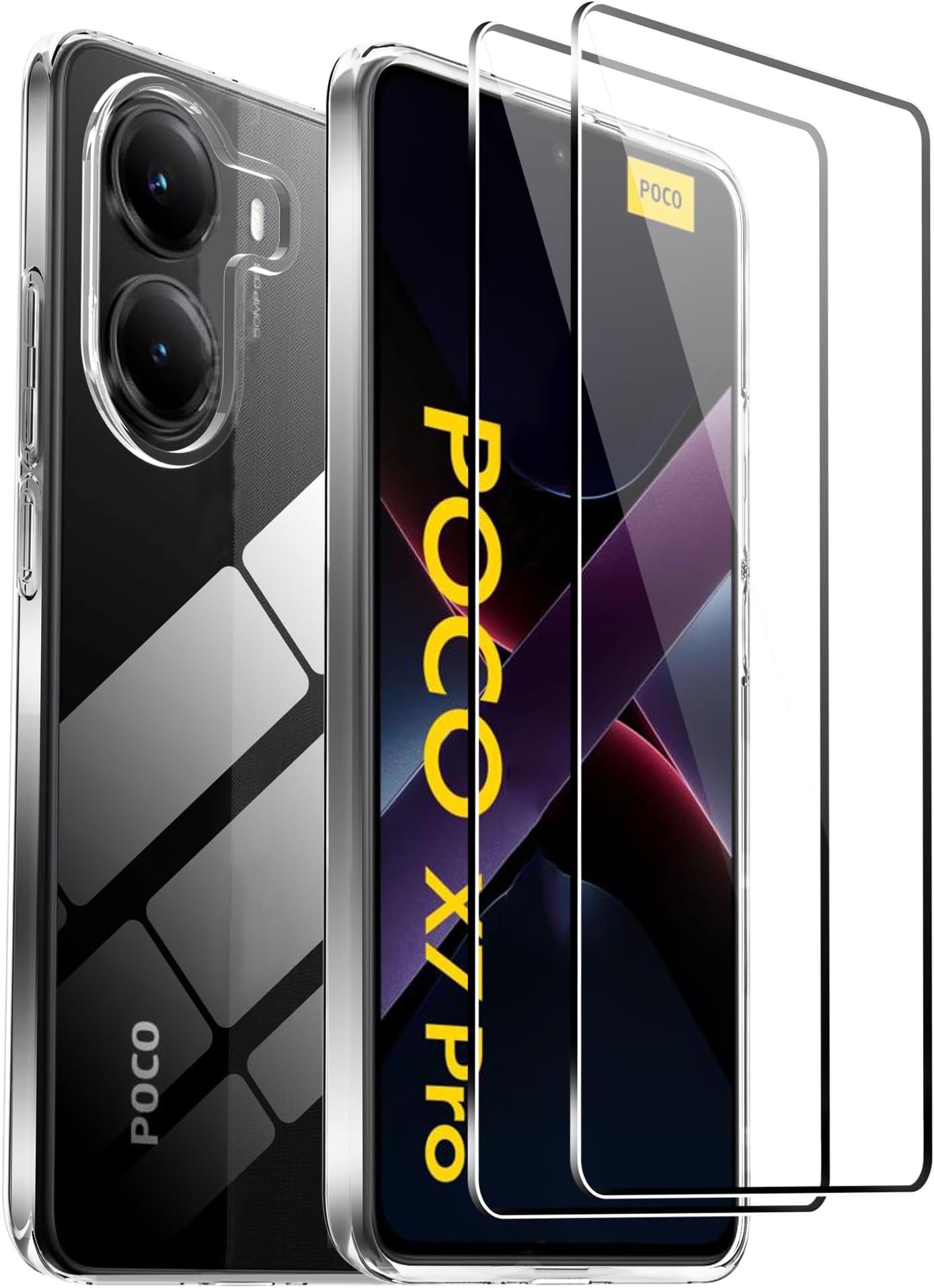 for Xiaomi Poco X7 Pro Screen Protector(2 pack) Tempered Glass flim with case,9H Hardness,Anti-Scratch, Case Friendly, Bubble Free,HD Clear