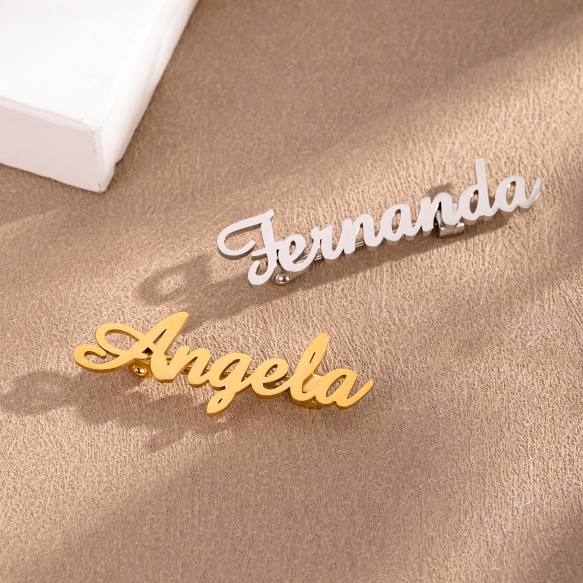 Custom Stainless Steel Name Brooch, Minimalist Initial Letter Pin, Hollow Out Logo Badge for Business, Handmade Metal Lapel Accessory
