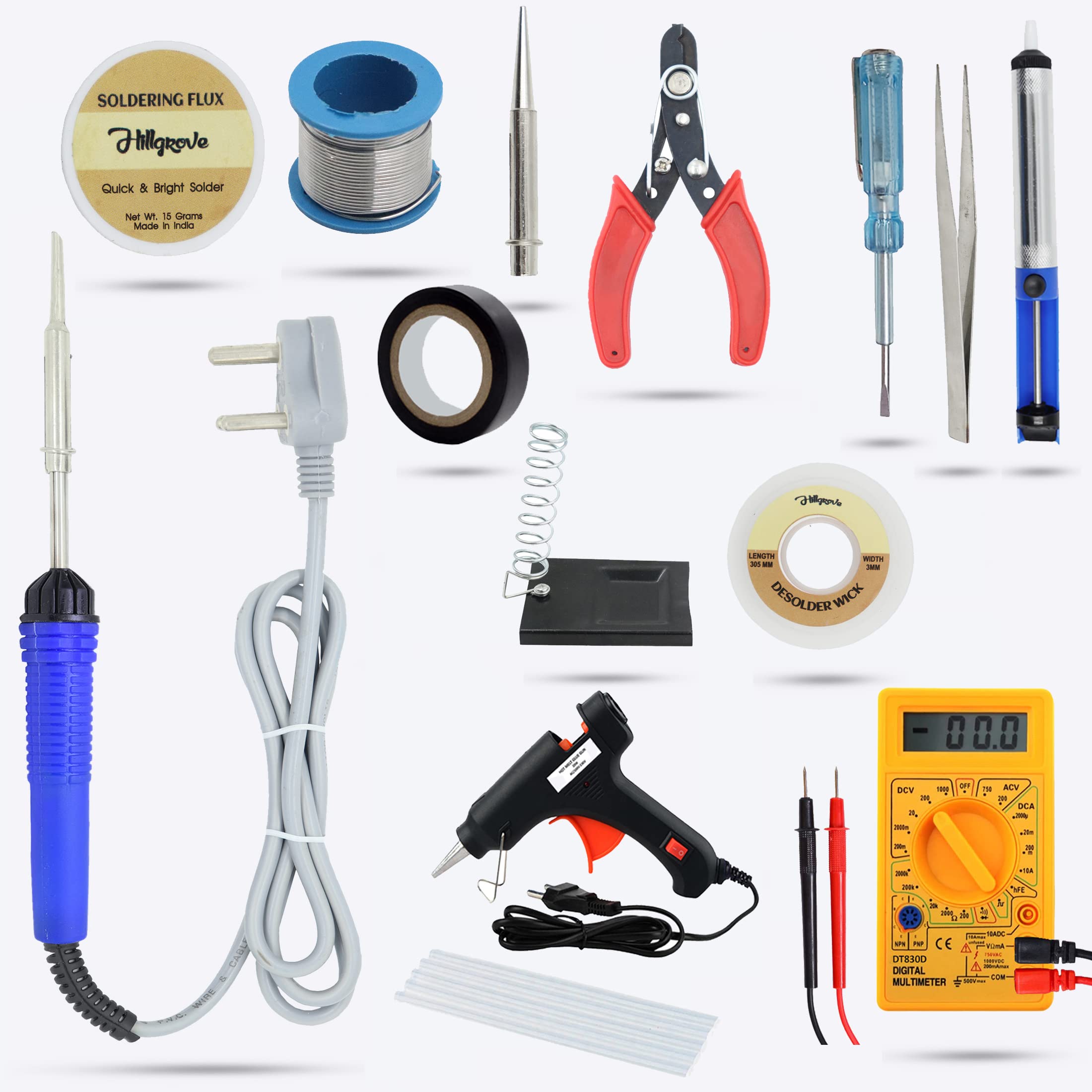 Hillgrove HGCM105M1 Electric 14in1 Mobile Soldering Equipment Tool Machine Glue Gun Combo Kit Set with Digital Multimeter 25 W Simple (Flat Tip) (B09T9KZL56) Amazon Price History, Amazon Price Tracker