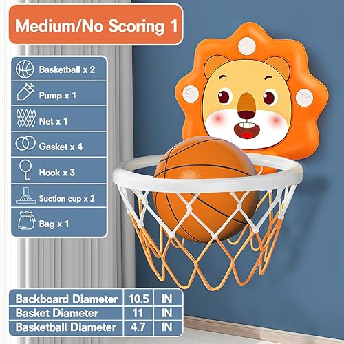 Miniatura 2 de Mini aro de baloncesto para interiores para el dormitorio de los niños pequeños, altura ajustable, ahorro de espacio, regalo de cumpleaños de
