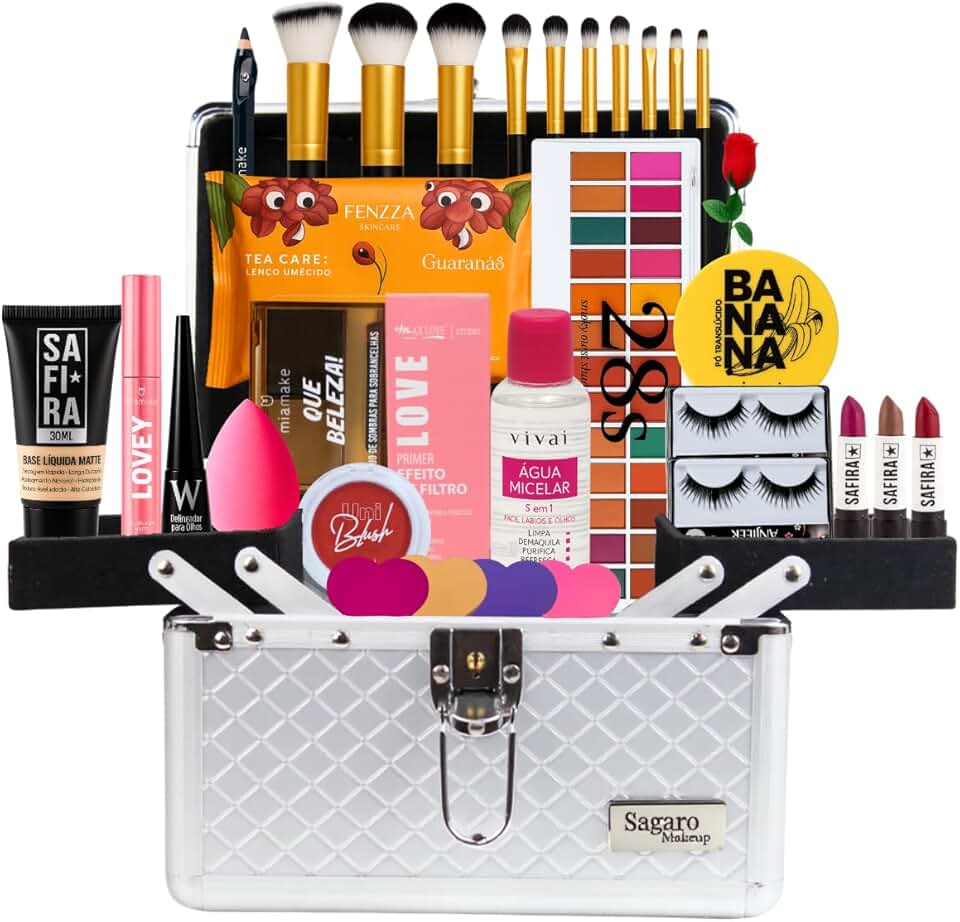 Maleta Super Completa Grande Maquiagem Profissional Linda (Pele Morena)