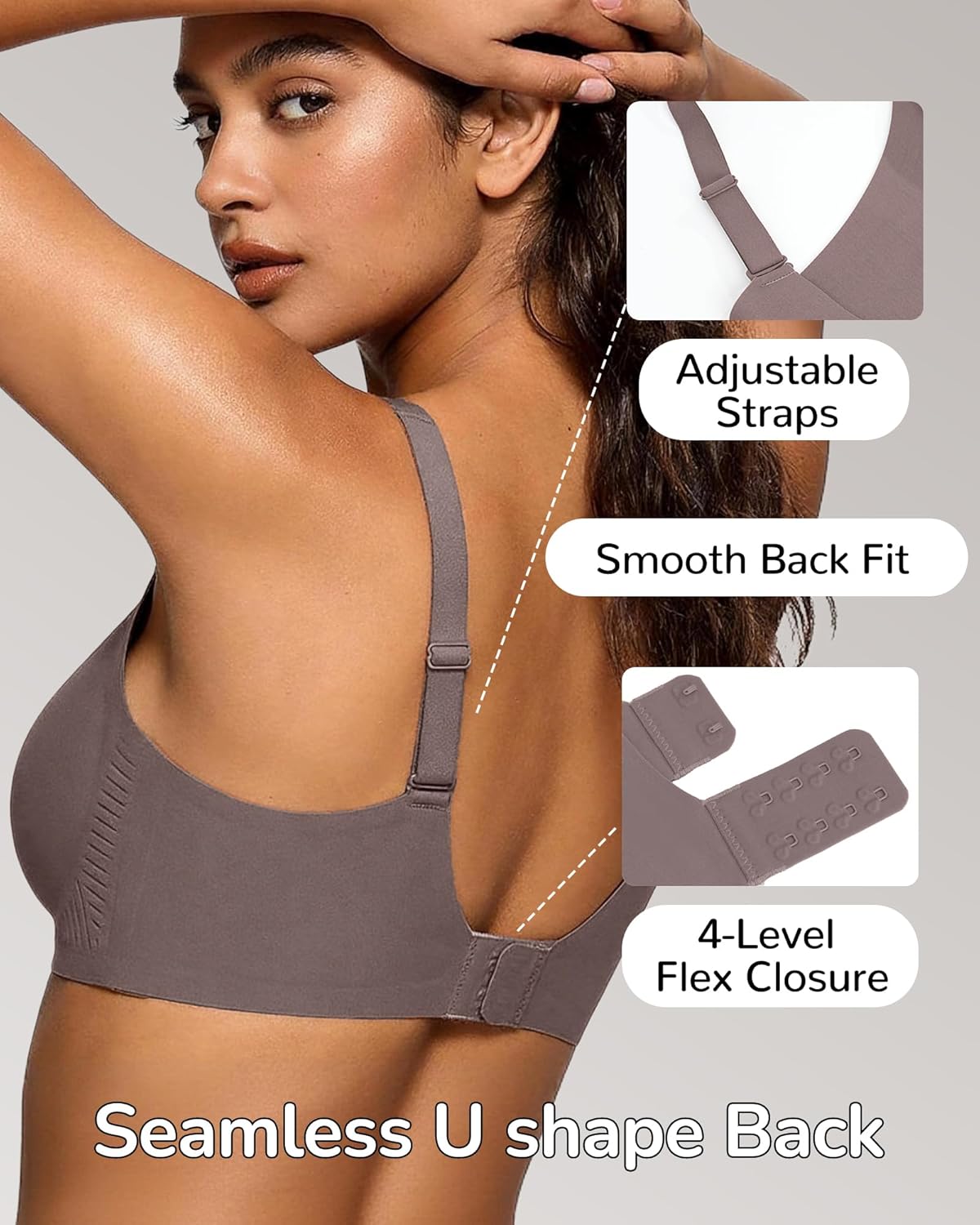 Women's Wireless Jelly Bra, Lift Supportive Full Coverage Plus Size Comfort Deep V Everyday Bra - Image 3